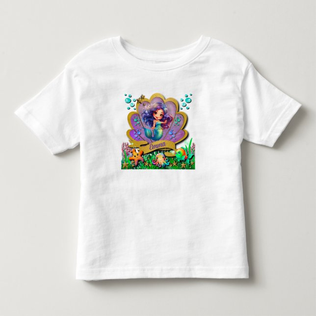 Under The Sea & Mermaid Birthday Girl Party Toddler T-shirt (Front)