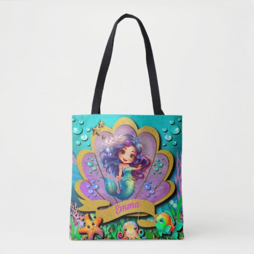 Under The Sea  Mermaid Birthday Girl Party Tote Bag