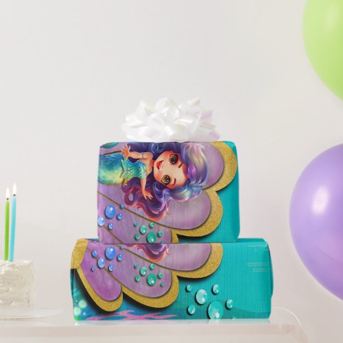 Under The Sea  Mermaid Birthday Girl Party Wrapping Paper