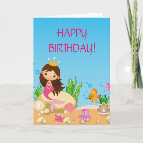 Under the Sea Mermaid Birthday Greeting Card