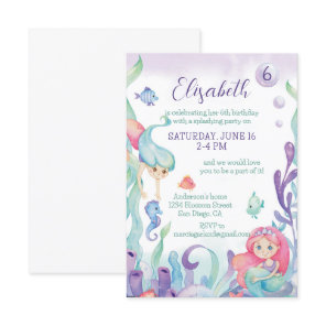 Under the Sea Mermaid Birthday Invitation
