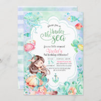 Under The Sea Mermaid Birthday Invitation