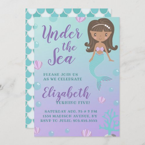 Under the Sea Mermaid Birthday Invitation