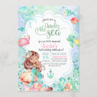 Under The Sea Mermaid Birthday Invitation