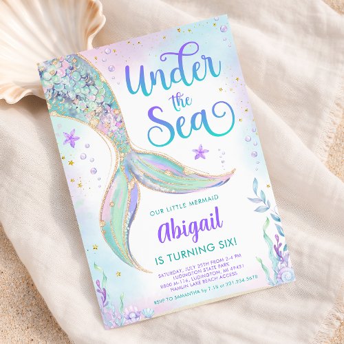 Under the Sea Mermaid Birthday Invitation