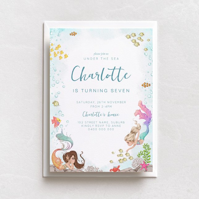 Under the Sea, Mermaid Birthday Invitation (Creator Uploaded)