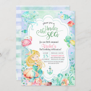 Under The Sea Mermaid Birthday Invitation