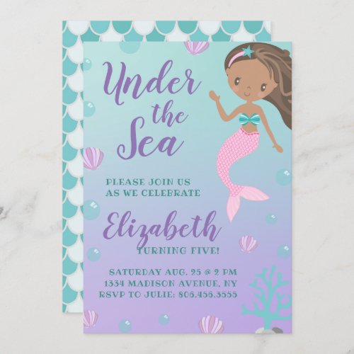 Under the Sea Mermaid Birthday Invitation