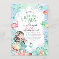 Under The Sea Mermaid Birthday Invitation