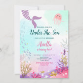 Under the Sea Mermaid Birthday Invitation Purple (Front)