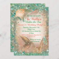 Under the Sea Mermaid Birthday Invitations