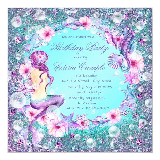 under the sea mermaid birthday invitations zazzle com