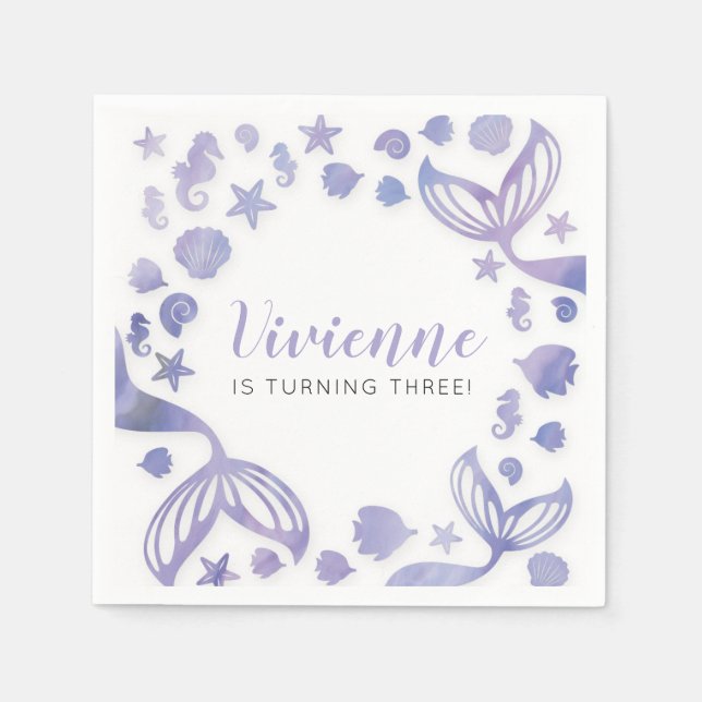 Under the Sea Mermaid Birthday Napkins (Front)