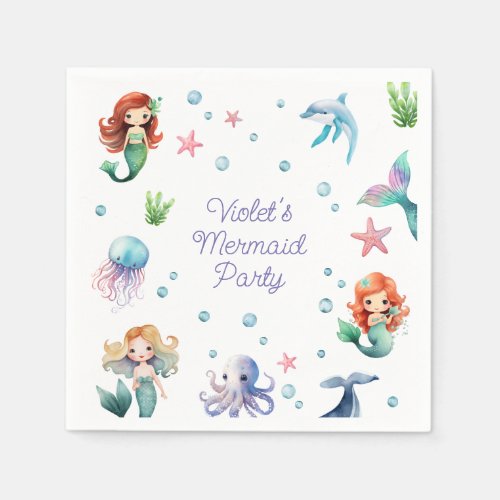 Under the Sea Mermaid Birthday Napkins