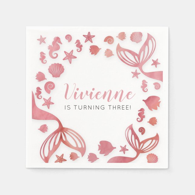 Under the Sea Mermaid Birthday Napkins (Front)