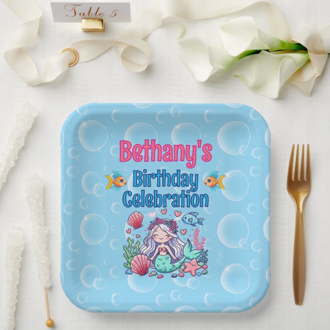 Under The Sea Mermaid Birthday Paper Plates (Wedding)