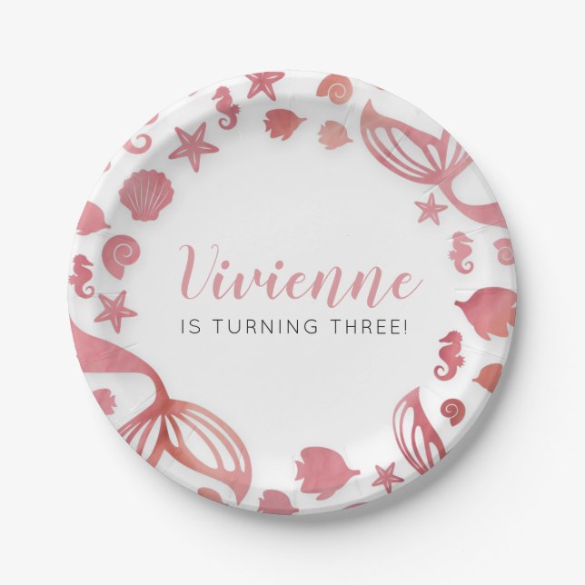 Under the Sea Mermaid Birthday Paper Plates (Front)