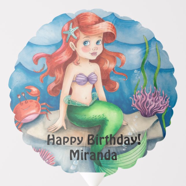 Under The Sea Mermaid Birthday Party Balloon (Front)