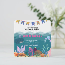 Under The Sea Mermaid Birthday Party Birthday Invitation