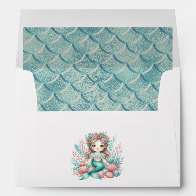 Under the Sea Mermaid Birthday Party Envelope (Back (Bottom))