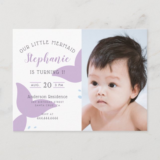 Under The Sea Mermaid Birthday Party Invitation (Front)