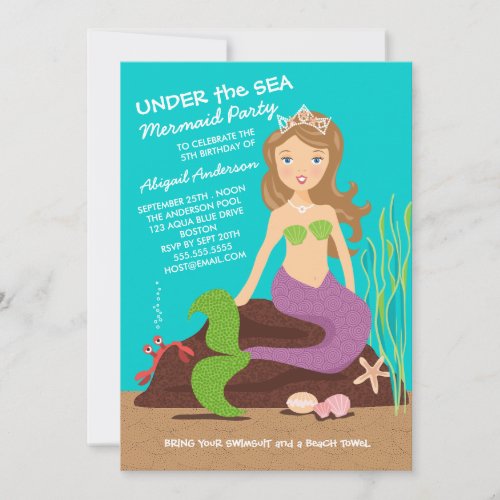 Under the Sea Mermaid Birthday Party Invitation