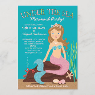 Under the Sea Mermaid Birthday Party Invitation
