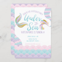 Under the Sea Mermaid Birthday Party Invitation