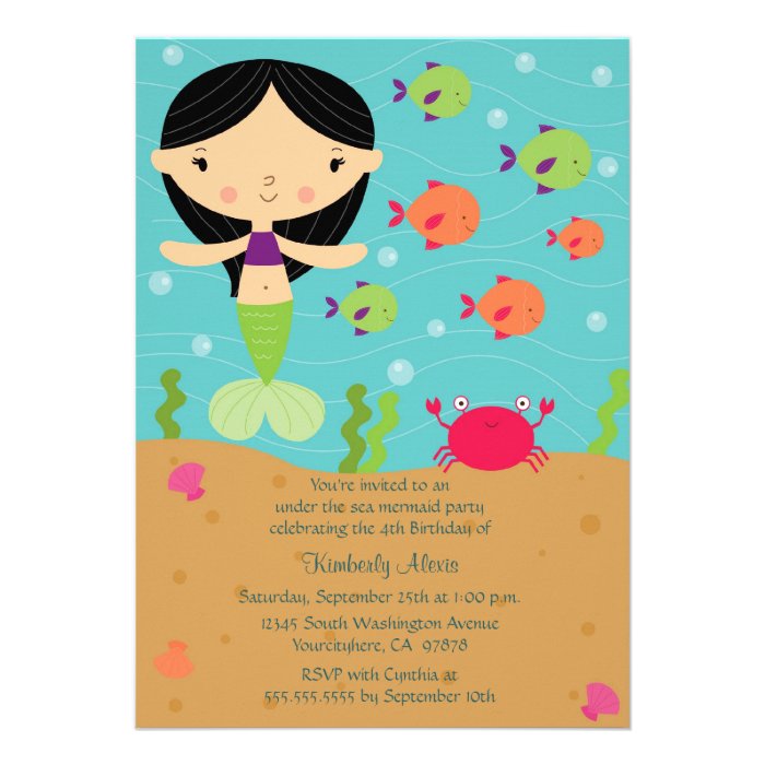 Under the sea mermaid birthday party invitation