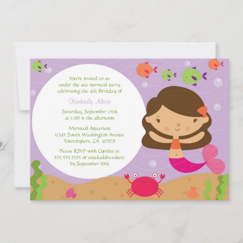 Under the sea mermaid birthday party invitation