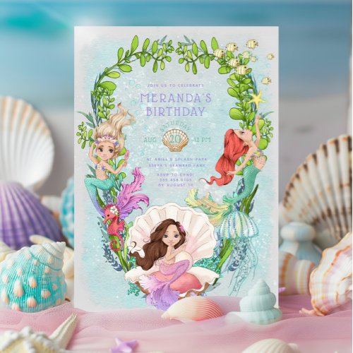 Under the Sea Mermaid Birthday Party Invitation