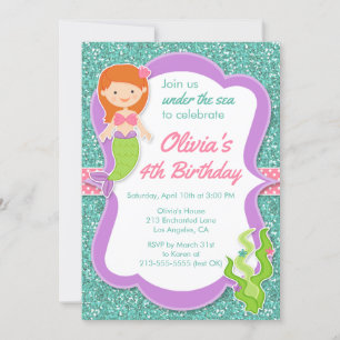 Under the Sea Mermaid Birthday Party Invitation