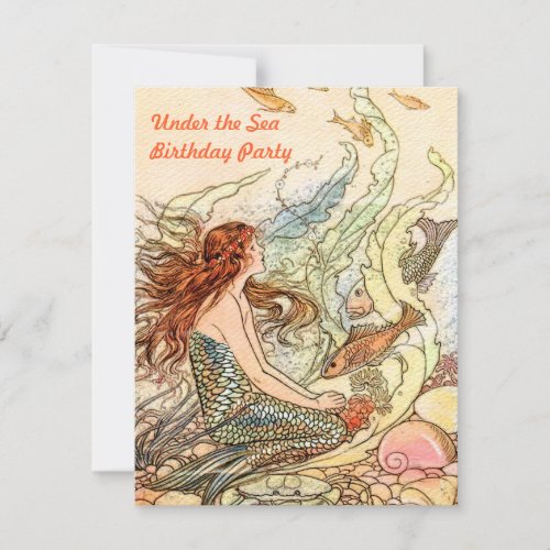 Under the Sea Mermaid Birthday Party Custom Invite