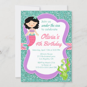 Under the Sea Mermaid Birthday Party Invitation