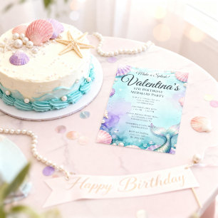 Under the Sea Mermaid Birthday Party Magical Ocean Invitation