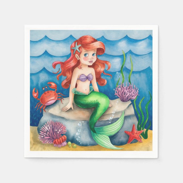 Under The Sea Mermaid Birthday Party Napkins (Front)