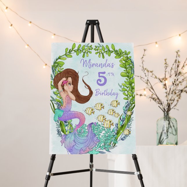 Under the Sea Mermaid Birthday Party Welcome Sign (In Situ (Stand))