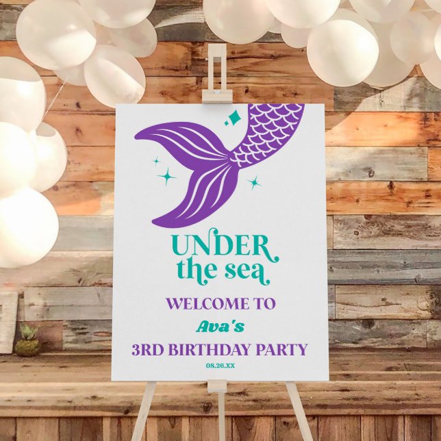 Under The Sea Mermaid Birthday Party Welcome Sign (Creator Uploaded)