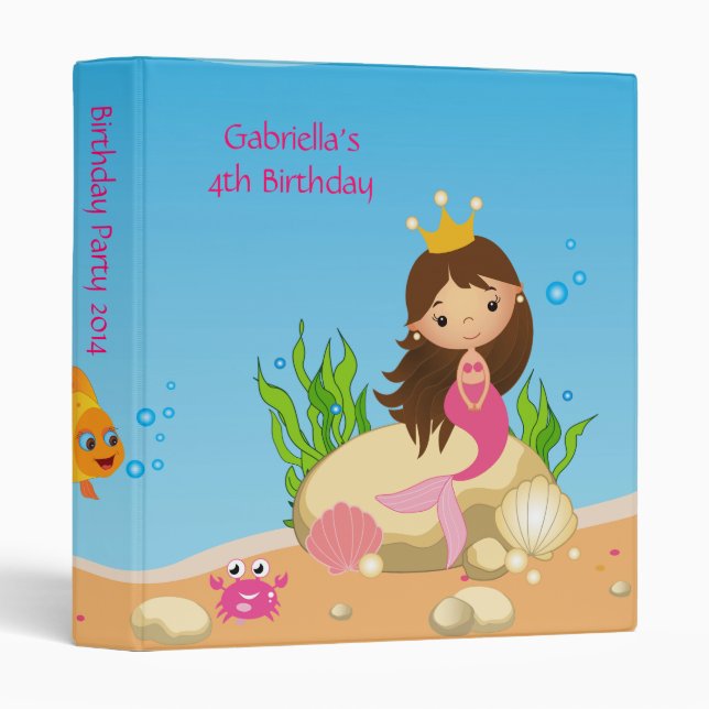 Under the Sea Mermaid Birthday  Photo Album 3 Ring Binder (Front/Spine)