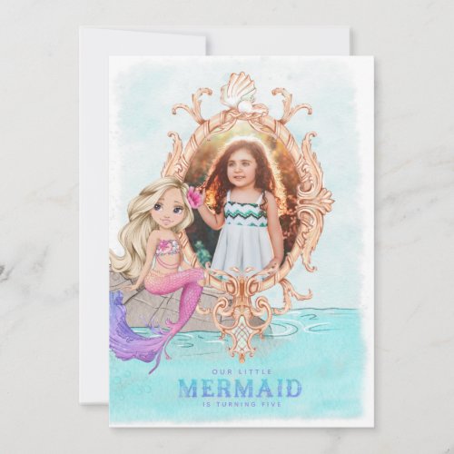 Under the Sea Mermaid Birthday Photo Invitation