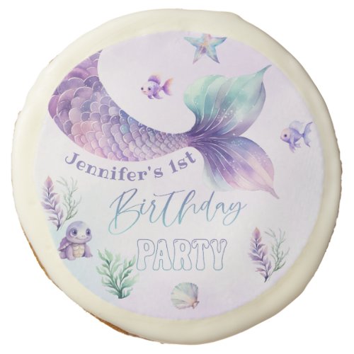 Under the sea Mermaid birthday pool party Sugar Cookie