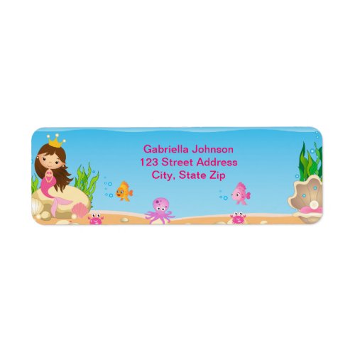 Under the Sea Mermaid Birthday Return Label