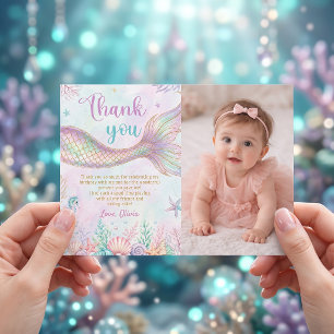 Under the Sea Mermaid Birthday Thank You Card