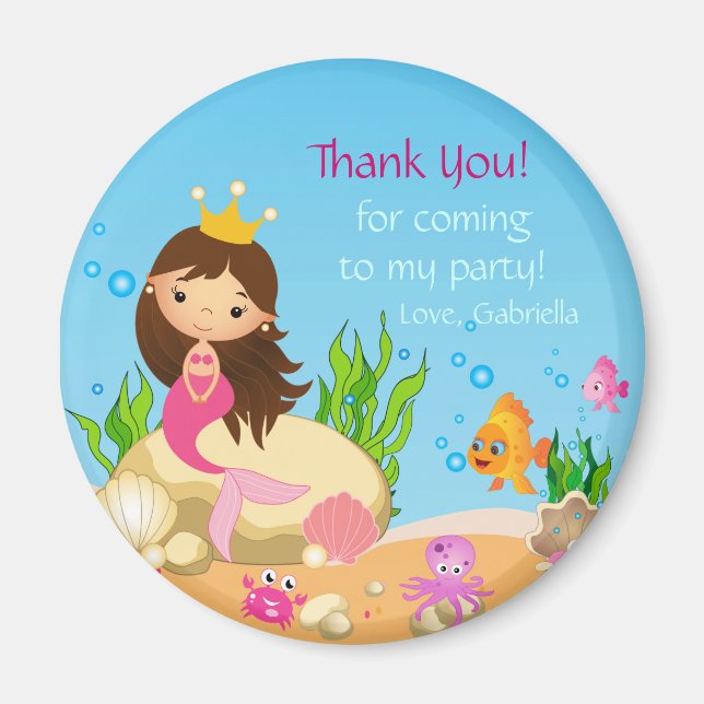 Under the Sea Mermaid Birthday  Thank You Magnet (Front)