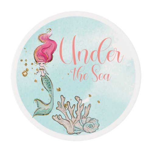 Under the Sea Mermaid Birthday Watercolor Edible Frosting Rounds