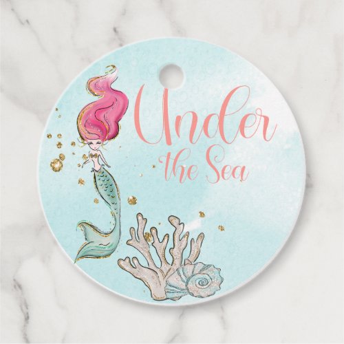 Under the Sea Mermaid Birthday Watercolor Favor Tags