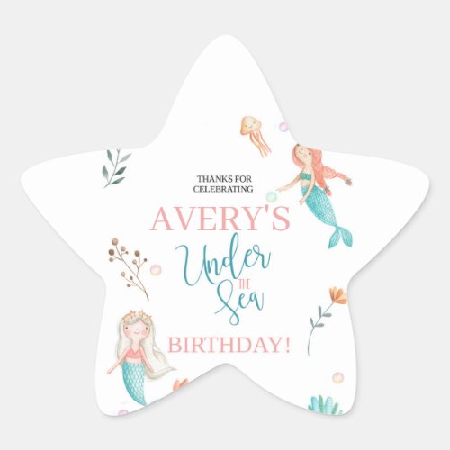 UNDER THE SEA, MERMAID BIRTHDAY,WATERCOLOR MERMAID
