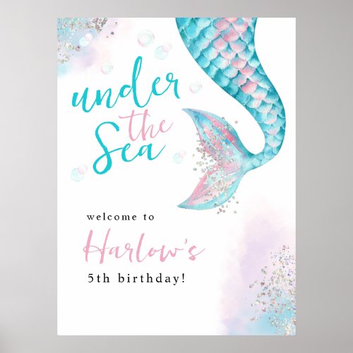 Under the Sea Mermaid Birthday Welcome Sign