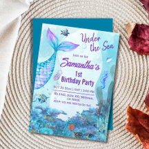 Under the sea mermaid blue & purple 1st birthday