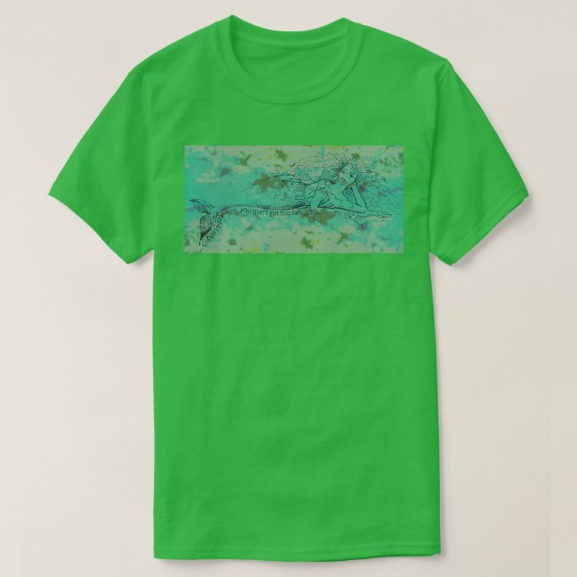 Under the Sea Mermaid Bounding Green Scales T-Shirt (Design Front)